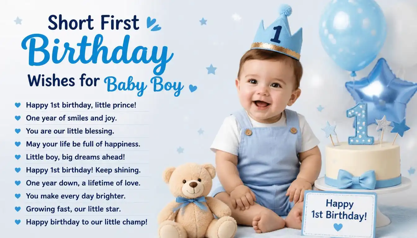 Short First Birthday Wishes for Baby Boy