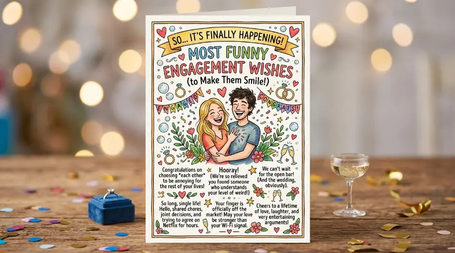 Funny Engagement Wishes to Make Them Smile