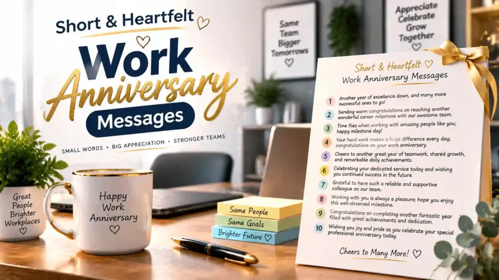 Short & Heartfelt Work Anniversary Messages