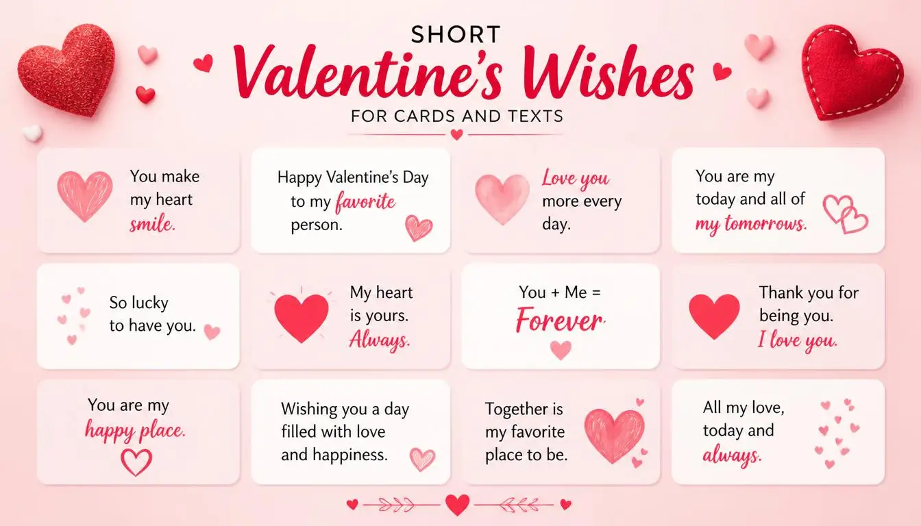 Short Valentine's Wishes for Cards and Texts